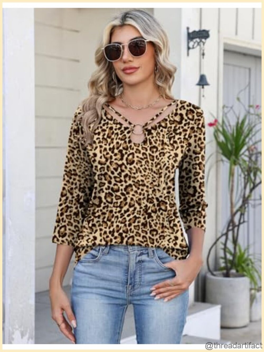 Rapbin Womens 3/4 Sleeve Top Keyhole Neck Dressy Casual Tee - Picture 3 of 6